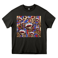 Asphalt american flag lips leopard Heavy Core Tee - NancyCooperArtShop