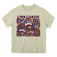 Mossy american flag lips leopard Heavy Core Tee - NancyCooperArtShop
