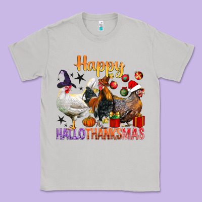 Happy Hallothanksmas Chick Classic Tee Designed By Bundleandbundleshop
