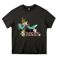 Asphalt he is risen cross Heavy Core Tee - BarkalooDesign