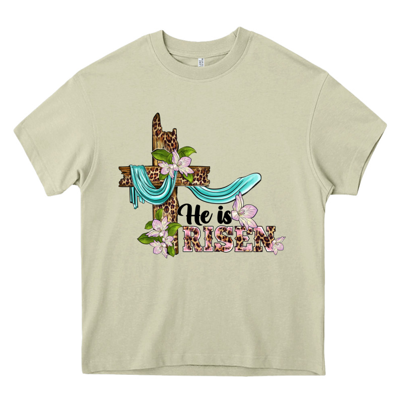 He Is Risen Cross Heavy Core Tee by BarkalooDesign | Teevron