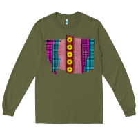 Army Green Western Farm Life Sunflower Brush Strokes Long Sleeve Tee - Bettercallsaul