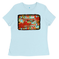 Baby Blue christmas serape sunflower background Ladies Tee - Jasminsmagicworld