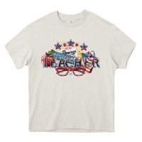 Cream american teacher Heavy Core Tee - NancyCooperArtShop