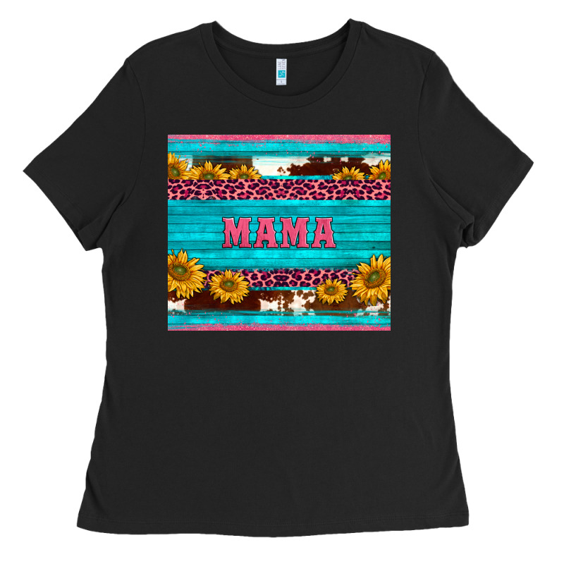 Cowhide Leopard Sunflowers Mama Ladies Tee by BarkalooDesign | Teevron