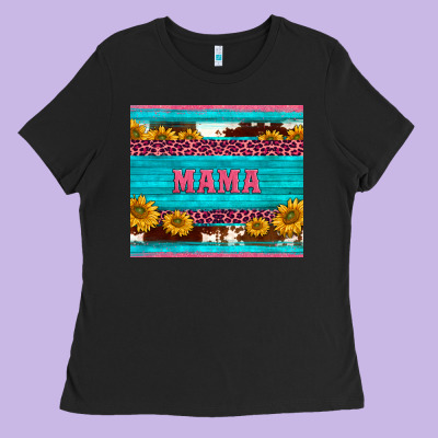 Cowhide Leopard Sunflowers Mama Ladies Tee Designed By Barkaloodesign