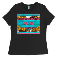 Black cowhide leopard sunflowers mama Ladies Tee - BarkalooDesign