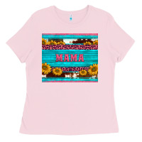 Bubblegum Pink cowhide leopard sunflowers mama Ladies Tee - BarkalooDesign
