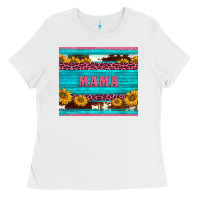 White cowhide leopard sunflowers mama Ladies Tee - BarkalooDesign