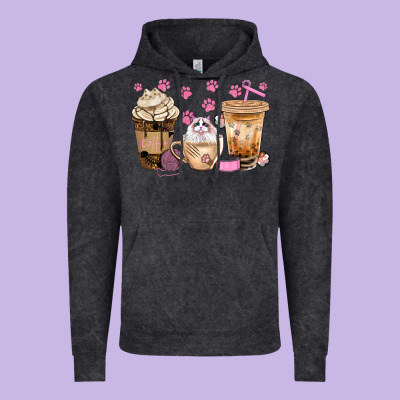 Cat Coffee Cups With Paw Bbs Vintage Hoodie Designed By Bundleandbundleshop