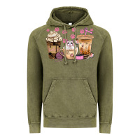 Vintage Olive cat coffee cups with paw bbs Vintage Hoodie - BundleAndBundleShop
