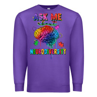 Purple Ask me about neurodiversity Premium Sweatshirt - FaDigitalArtStudio