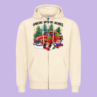 Hanging With My Gnomies Zipper Hoodie Designed By Cowgirlartshop