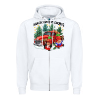 White hanging with my gnomies Zipper Hoodie - CowGirlArtShop