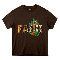 Chocolate Brown faith with cross Heavy Core Tee - BarkalooDesign