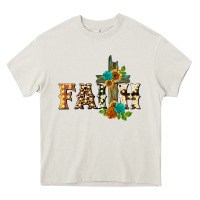 Cream faith with cross Heavy Core Tee - BarkalooDesign