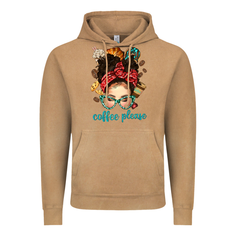 Coffee Please Messy Bun With Coffee Bean Bbs Vintage Hoodie by BundleAndBundleShop | Teevron