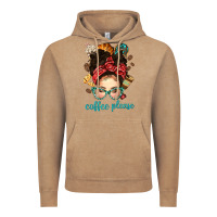 Vintage Coffee coffee please messy bun with coffee bean bbs Vintage Hoodie - BundleAndBundleShop
