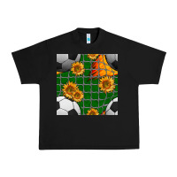 Black soccer balls and sunflowers with goal nets seamless pattern Urban Heavy Tee - BundleAndBundleShop