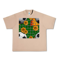 Burro soccer balls and sunflowers with goal nets seamless pattern Urban Heavy Tee - BundleAndBundleShop