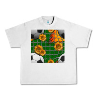 Lunar Rock soccer balls and sunflowers with goal nets seamless pattern Urban Heavy Tee - BundleAndBundleShop