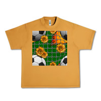 Peanut Butter soccer balls and sunflowers with goal nets seamless pattern Urban Heavy Tee - BundleAndBundleShop