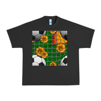 Pigment Black soccer balls and sunflowers with goal nets seamless pattern Urban Heavy Tee - BundleAndBundleShop