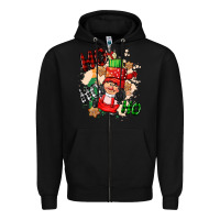 Black ho ho ho girl gnome Zipper Hoodie - CowGirlArtShop