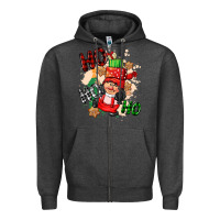 Charcoal Heather ho ho ho girl gnome Zipper Hoodie - CowGirlArtShop
