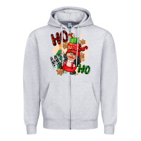Heather Grey ho ho ho girl gnome Zipper Hoodie - CowGirlArtShop