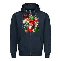 Navy ho ho ho girl gnome Zipper Hoodie - CowGirlArtShop