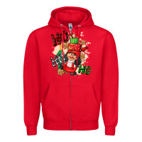 Red ho ho ho girl gnome Zipper Hoodie - CowGirlArtShop