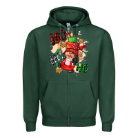 Sports Green ho ho ho girl gnome Zipper Hoodie - CowGirlArtShop