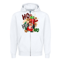 White ho ho ho girl gnome Zipper Hoodie - CowGirlArtShop