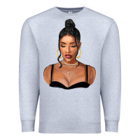 Heather Grey black woman Premium Sweatshirt - FaDigitalArtStudio