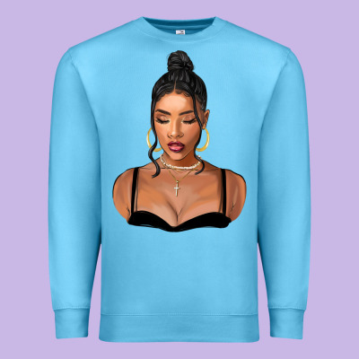 Black Woman Premium Sweatshirt Designed By Fadigitalartstudio