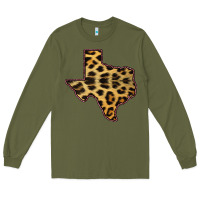 Army Green Western Texas Map Leopard Pattern Long Sleeve Tee - Bettercallsaul