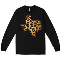 Black Western Texas Map Leopard Pattern Long Sleeve Tee - Bettercallsaul