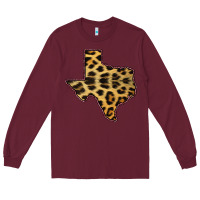 Burgundy Western Texas Map Leopard Pattern Long Sleeve Tee - Bettercallsaul