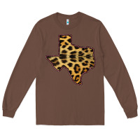 Chestnut Western Texas Map Leopard Pattern Long Sleeve Tee - Bettercallsaul
