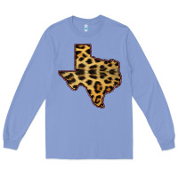 Colony Blue Western Texas Map Leopard Pattern Long Sleeve Tee - Bettercallsaul