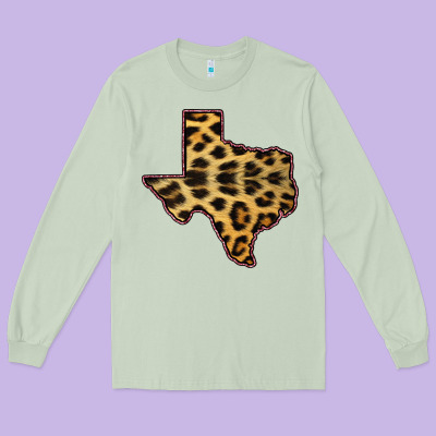 Western Texas Map Leopard Pattern Long Sleeve Tee Designed By Bettercallsaul