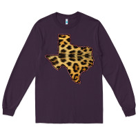 Plum Western Texas Map Leopard Pattern Long Sleeve Tee - Bettercallsaul