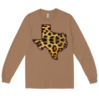 Toasted Coconut Western Texas Map Leopard Pattern Long Sleeve Tee - Bettercallsaul