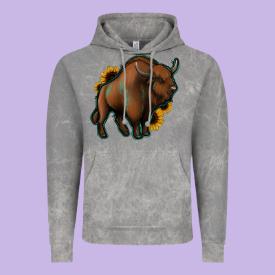 Western  Bison Vintage Hoodie Designed By Jasminsmagicworld