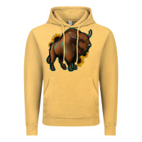 Vintage Mustard Western  Bison Vintage Hoodie - Jasminsmagicworld