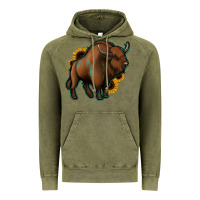 Vintage Olive Western  Bison Vintage Hoodie - Jasminsmagicworld