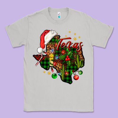 Christmas Western Texas Map Classic Tee Designed By Bundleandbundleshop