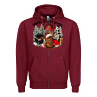Burgundy hanging with my gnomies Zipper Hoodie - CowGirlArtShop