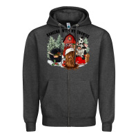 Charcoal Heather hanging with my gnomies Zipper Hoodie - CowGirlArtShop